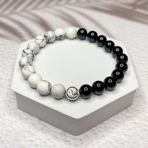 Yin Yang - Howlite & Onyx Stone 8mm Bead Bracelet