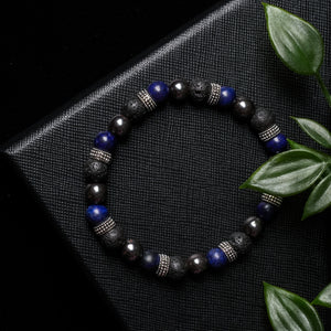 Focused Harmony - Lapis Lazuli, Hematite, Lava Stone 8mm Bead Bracelet