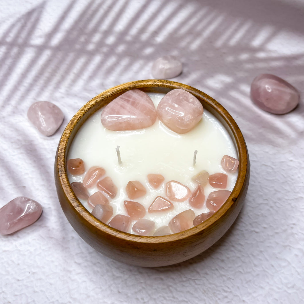 Peaceful Love - Rose Quartz Crystal Infused Soy Candle