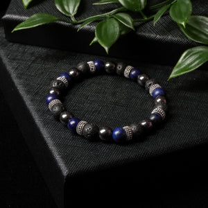 Focused Harmony - Lapis Lazuli, Hematite, Lava Stone 8mm Bead Bracelet