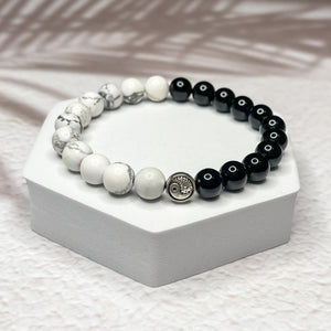 Yin Yang - Howlite & Onyx Stone 8mm Bead Bracelet