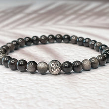 Load image into Gallery viewer, Protection &amp; Cleansing - Silver Obsidian 6mm Bead Bracelet
