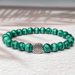 Malachite Bracelet 8 Mm on Elastic Many Sizes Available Real Genuine  Malachite Gemstone 