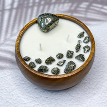 Load image into Gallery viewer, Wealth &amp; Success - Iron Pyrite Infused Wood Soy Candle
