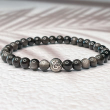 Load image into Gallery viewer, Protection &amp; Cleansing - Silver Obsidian 6mm Bead Bracelet
