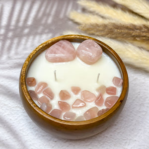 Peaceful Love - Rose Quartz Crystal Infused Soy Candle