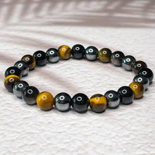 Load image into Gallery viewer, Triple Protection - Obsidian, Tiger&#39;s Eye &amp; Hematite 8mm Bead Bracelet
