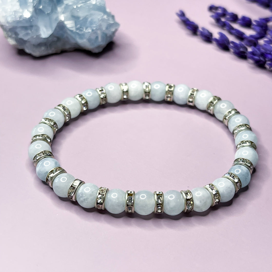 Soothing Courage - Aquamarine 6mm Bead Bracelet