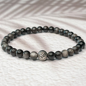 Protection & Cleansing - Silver Obsidian 6mm Bead Bracelet