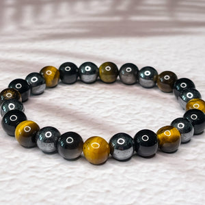 Triple Protection - Obsidian, Tiger's Eye & Hematite 8mm Bead Bracelet