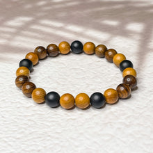 Load image into Gallery viewer, Onyx, Rosewood &amp; Yew Wood 8mm Bead Bracelet
