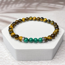 Load image into Gallery viewer, Protection &amp; Prosperity - Tiger Eye &amp; Malachite 6mm Bead Bracelet
