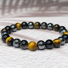 Load image into Gallery viewer, Triple Protection - Obsidian, Tiger&#39;s Eye &amp; Hematite 8mm Bead Bracelet
