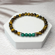 Load image into Gallery viewer, Protection &amp; Prosperity - Tiger Eye &amp; Malachite 6mm Bead Bracelet
