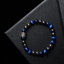 Load image into Gallery viewer, Calm Harmony - 8mm Hematite, Blue Tiger Eye &amp; Celtic Triquetra Design Bracelet
