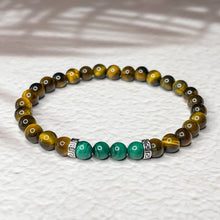 Load image into Gallery viewer, Protection &amp; Prosperity - Tiger Eye &amp; Malachite 6mm Bead Bracelet
