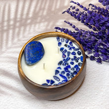 Load image into Gallery viewer, Peace &amp; Serenity - Lapis Lazuli Crystal Infused Soy Candle
