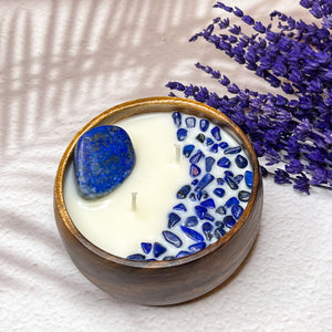 Peace & Serenity - Lapis Lazuli Crystal Infused Soy Candle