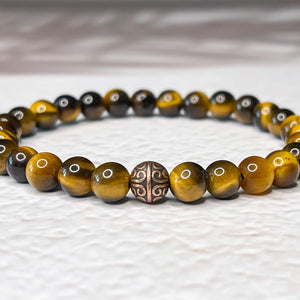 Lucky Shield - Tiger Eye 6mm Bead Bracelet