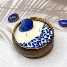 Load image into Gallery viewer, Peace &amp; Serenity - Lapis Lazuli Crystal Infused Soy Candle
