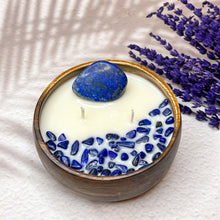 Load image into Gallery viewer, Peace &amp; Serenity - Lapis Lazuli Crystal Infused Soy Candle
