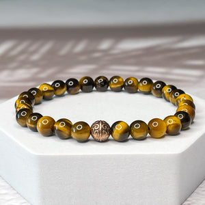 Lucky Shield - Tiger Eye 6mm Bead Bracelet