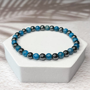 Self-expression - Apatite & Hematite 6mm Bead Bracelet