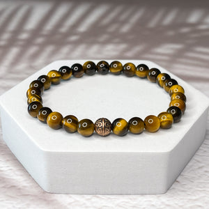 Lucky Shield - Tiger Eye 6mm Bead Bracelet