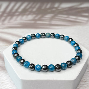 Self-expression - Apatite & Hematite 6mm Bead Bracelet