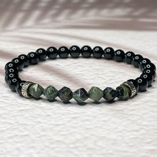 Load image into Gallery viewer, Ancient Wisdom - Faceted Kambala Jasper &amp; Onyx 6mm Bead Bracelet
