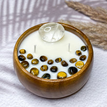 Load image into Gallery viewer, Cleansing Energy - Quartz &amp; Tiger Eye Infused Soy Candle
