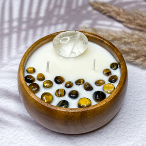 Cleansing Energy - Quartz & Tiger Eye Infused Soy Candle