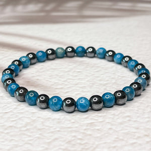 Self-expression - Apatite & Hematite 6mm Bead Bracelet