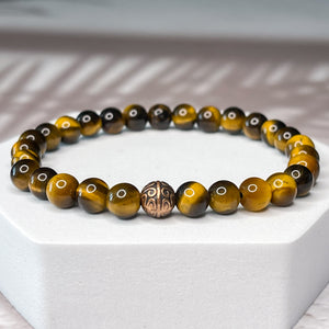 Lucky Shield - Tiger Eye 6mm Bead Bracelet