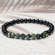 Load image into Gallery viewer, Ancient Wisdom - Faceted Kambala Jasper &amp; Onyx 6mm Bead Bracelet
