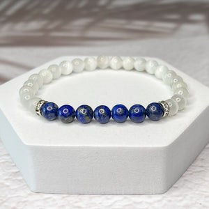 Inner Peace - Selenite & Lapis Lazuli 6mm Bead Bracelet