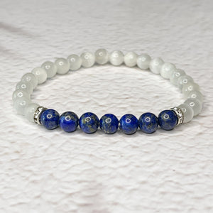 Inner Peace - Selenite & Lapis Lazuli 6mm Bead Bracelet