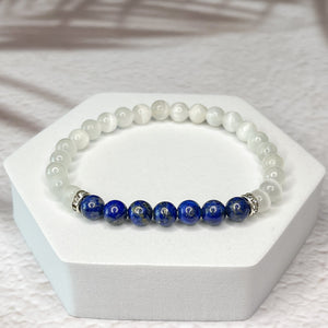 Inner Peace - Selenite & Lapis Lazuli 6mm Bead Bracelet