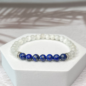 Inner Peace - Selenite & Lapis Lazuli 6mm Bead Bracelet