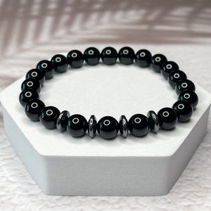 Masculine Energy -  Onyx & Hematite 8mm Bead Bracelet