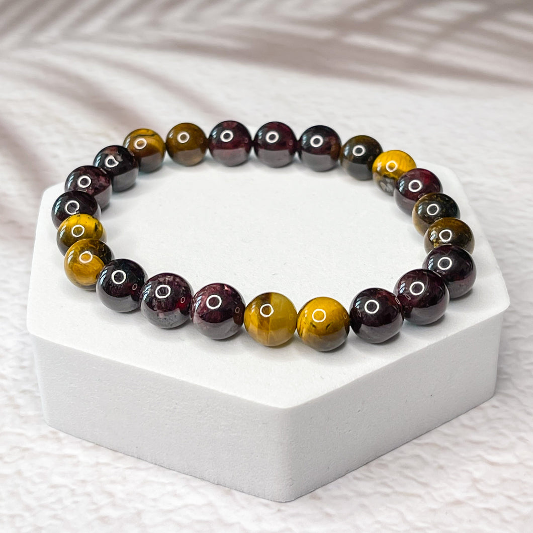 Inspiring Willpower - Garnet & Tiger Eye 8 mm