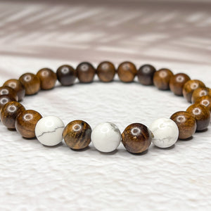 Rosewood & Howlite 8mm Bead Bracelet