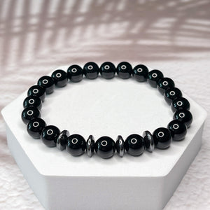 Masculine Energy -  Onyx & Hematite 8mm Bead Bracelet