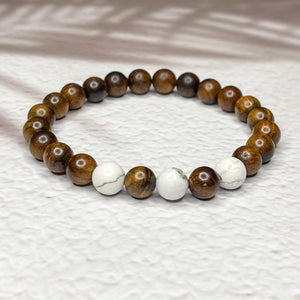 Rosewood & Howlite 8mm Bead Bracelet