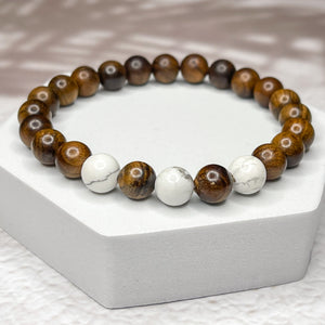 Rosewood & Howlite 8mm Bead Bracelet