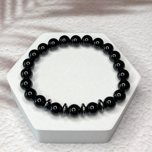 Masculine Energy -  Onyx & Hematite 8mm Bead Bracelet