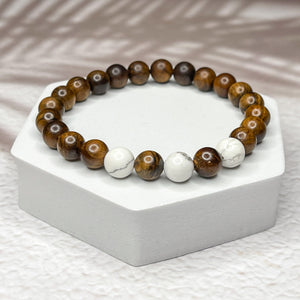 Rosewood & Howlite 8mm Bead Bracelet