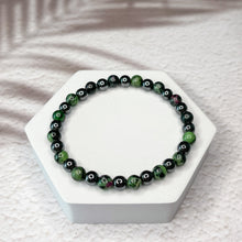 Load image into Gallery viewer, Ruby Zoisite &amp; Hematite 6mm Bead Bracelet
