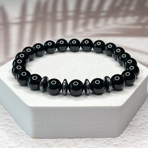 Masculine Energy -  Onyx & Hematite 8mm Bead Bracelet