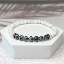 Load image into Gallery viewer, Positive Energy - Moonstone &amp; Tourmalinated Quartz 6mm Bead Bracelet
